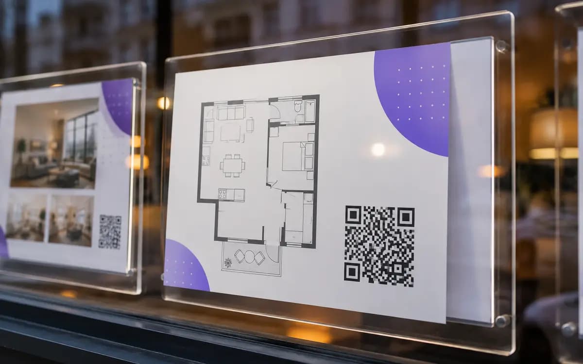 Real estate window card with a QR code for the property PDF